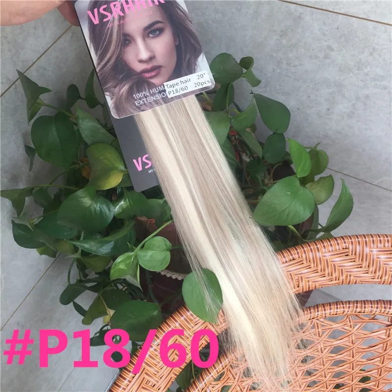 Vsrhair Tape In Hair 50cm 60cm Strong Adhesive Glue 2g 2.5g Human Hair Machine Remy Tape Hair Extensions