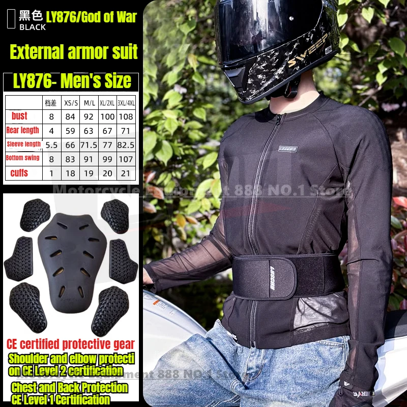 

LYSCHY Motorcycle Soft Armor Jacket Men Women Summer Breathable Motocross Jacket with 7Pcs of CE1 Protective Gear Riding Jacket