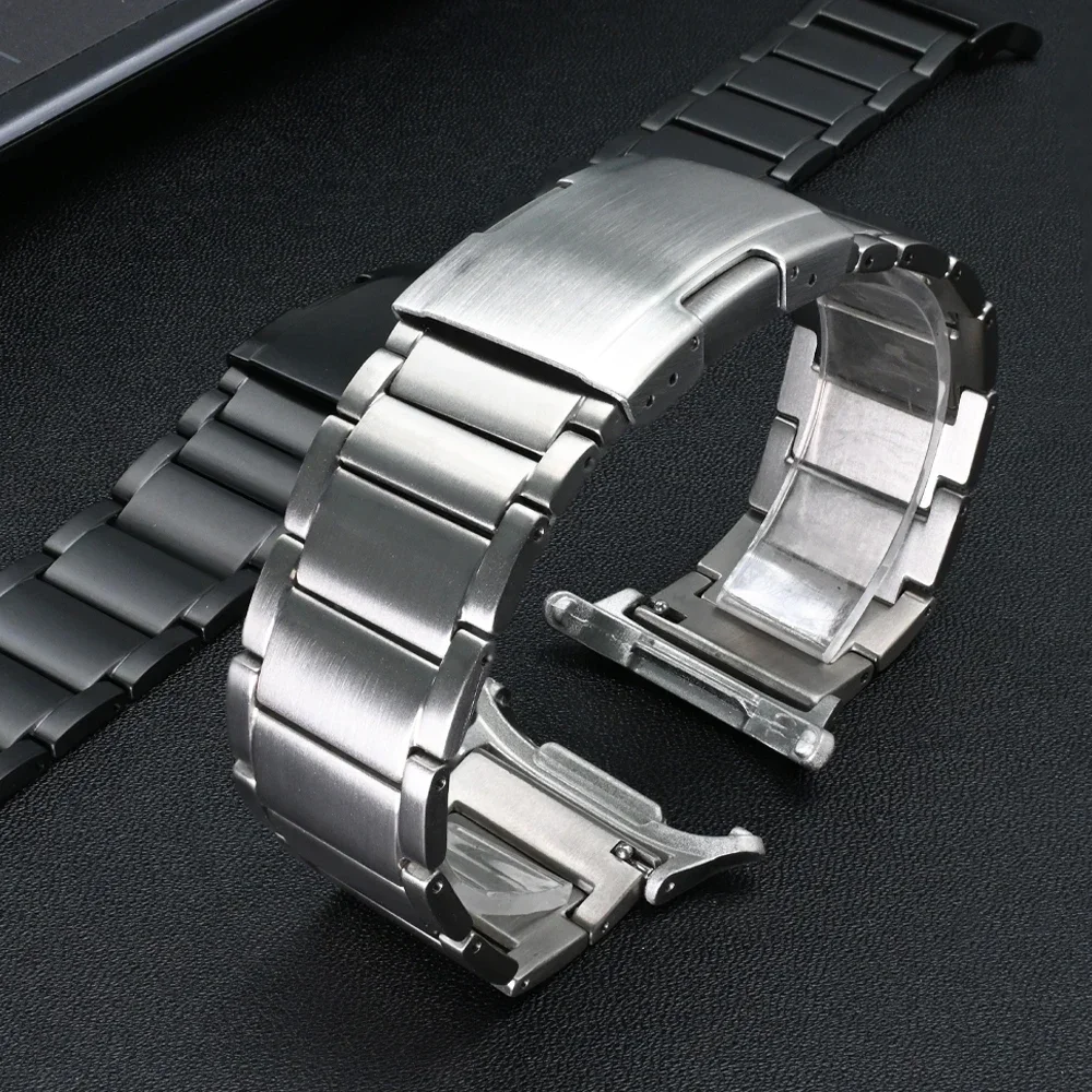 NO Gaps Titanium Metal Band for Samsung Galaxy Watch 7 Ultra 47mm Silver Link Bracelet for Watch 7 Ultra 47mm Curved End Strap