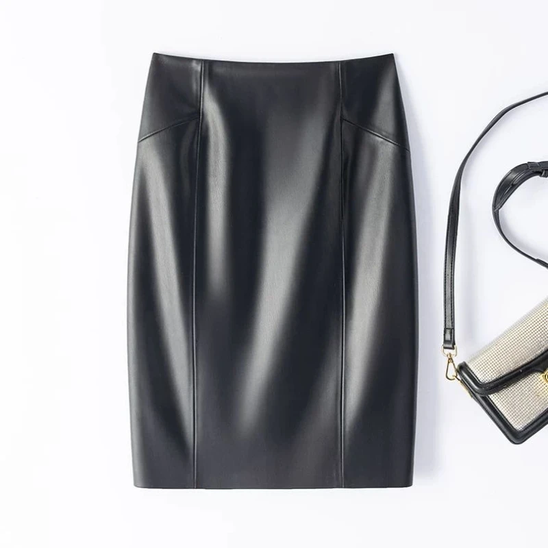 

Новая осенне-зимняя кожаная юбка-шорты с высокой талией для женщин: облегающая, модная, универсальная, для повседневной носки, с эффектом утягивания бедер