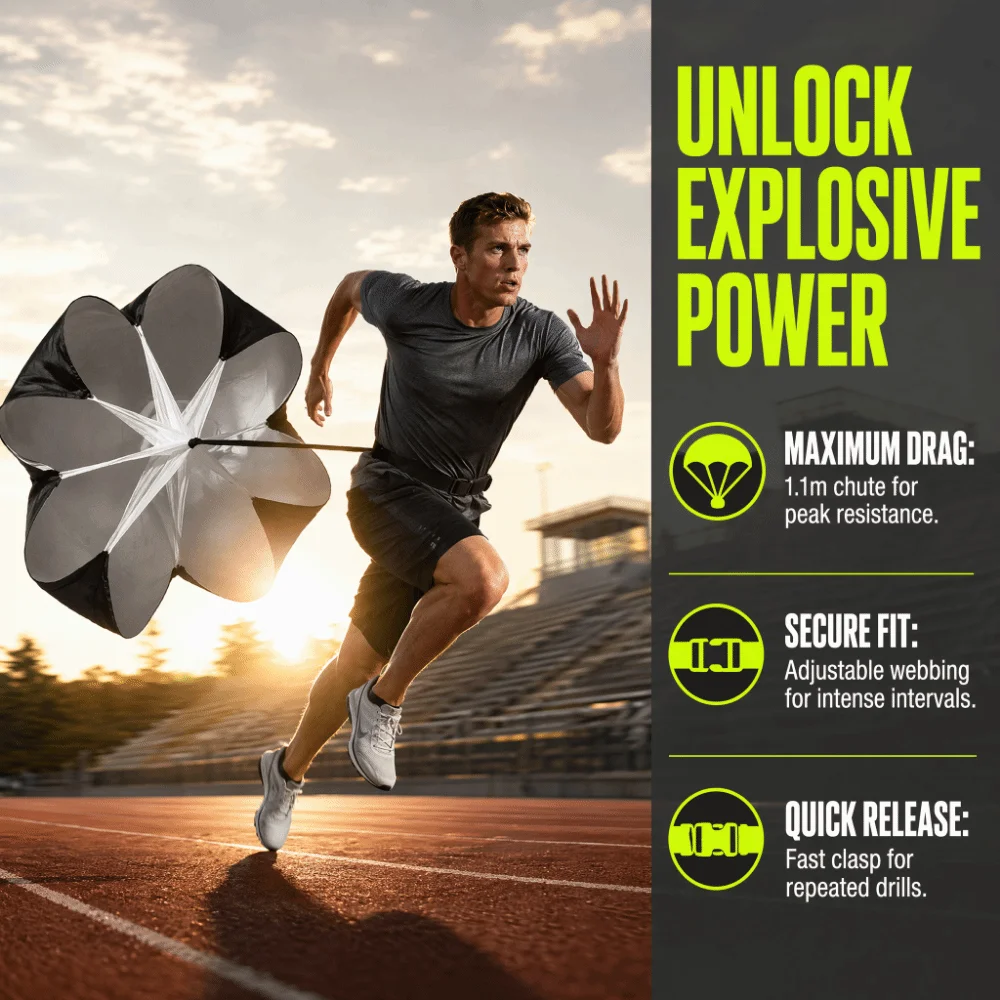 3PCS Adjustable Waist Fit Speed Training Parachute Side-Release Clasp Reinforced Stitching Running Parachute Parachute Fabric