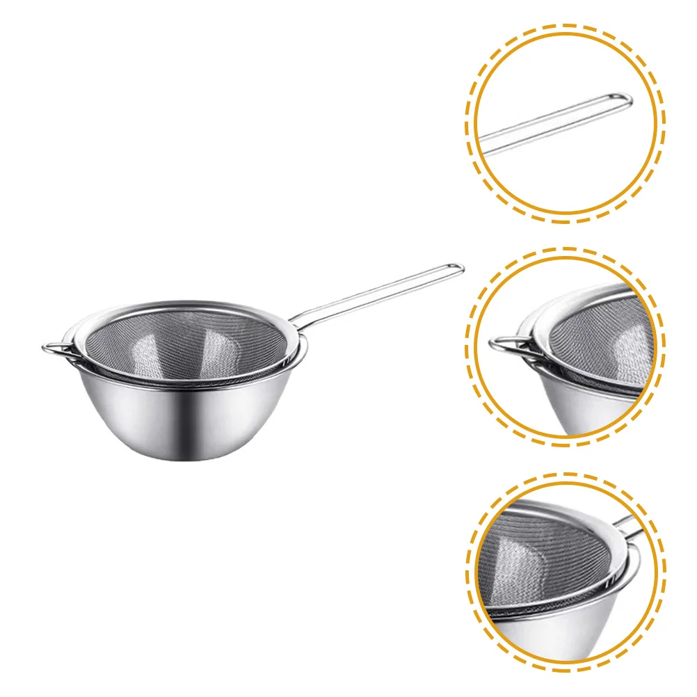 

1Set Stainless Steel Fine Mesh Strainer Spoon with Bowl Long Handle Anti-Scalding Heat Insulation Kitchen Gadget for Tea Residue
