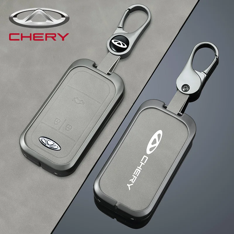 Zinc Alloy Leather Car Remote Key Cover Case Holder Shell For Chery Tiggo 4 7 Arrizo 5 3 Tiggo 8 Protector Keychain Accessories