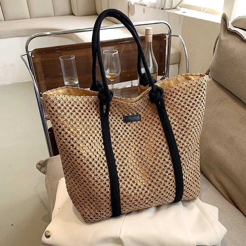 Summer Straw Bags for Women Big Handmade Beach Bags 2022 Rattan Woven Handbags Travel Shopper Casual Resort Style Shoulder Bags