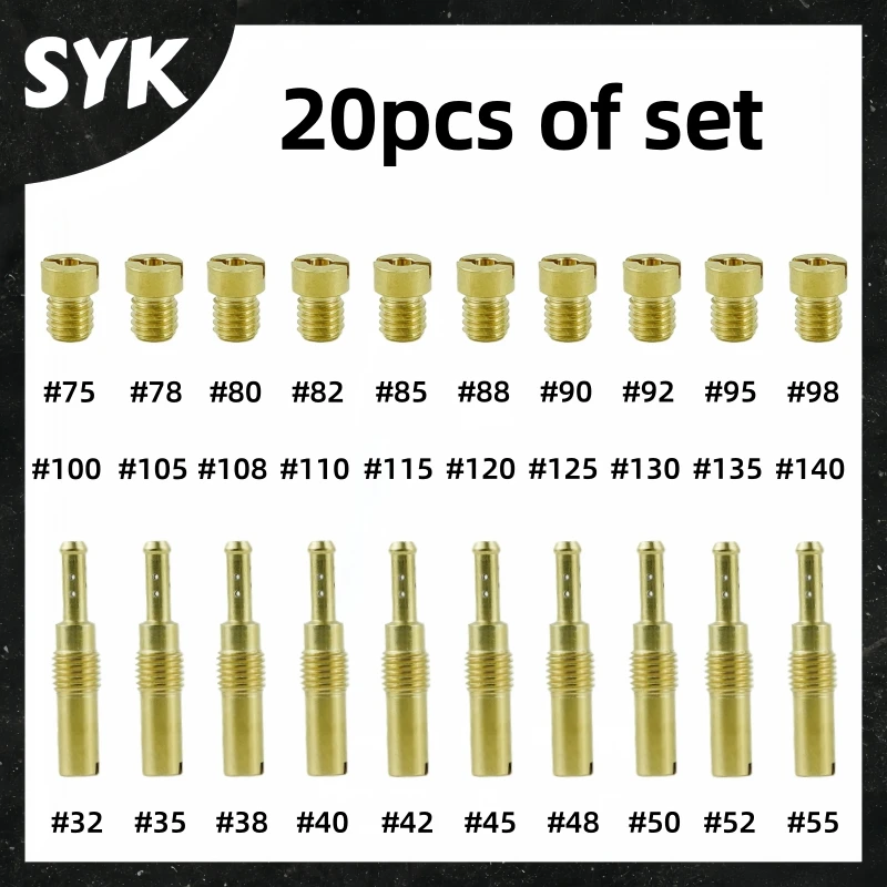 20PCS Carburetor Main Jet Kit Set Main Slow/Pilot Jet Set For Mikuni PWK PE OKO Keihin CVK