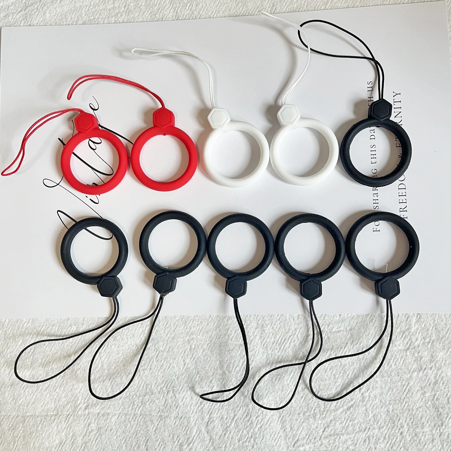 Porte-clés pendentif en silicone pour téléphone portable anneau de confrontation sangles anti-perte, lanière pour iPhone, Xiaomi, Samsung, étui Airpods, 10 pièces