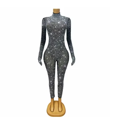 Body de luxe doré scintillant avec strass, fait à la main, spectacle de fête d'anniversaire, tenue de mode, chanteur, danseuse, vêtements de scène