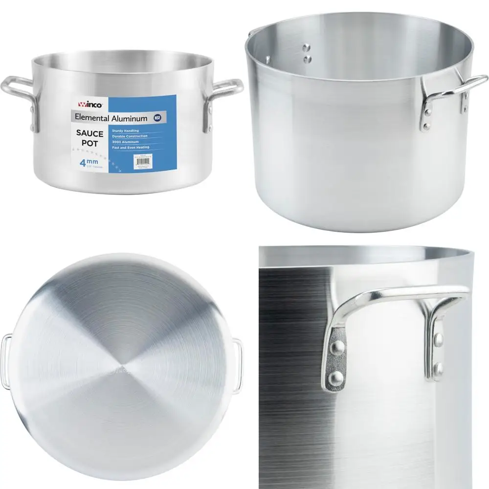 

40-литровая большая алюминиевая кастрюля для профессионального использования на кухне, сверхпрочная и долговечная