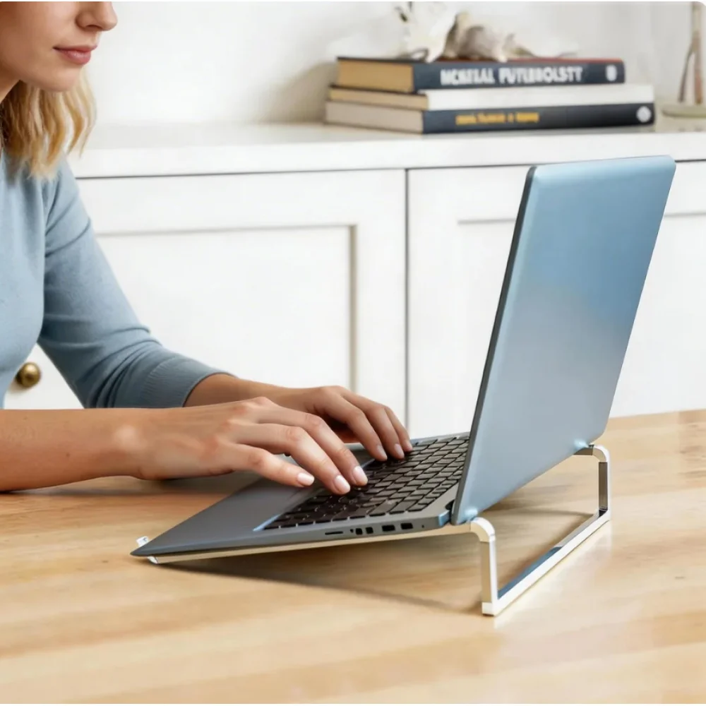 Foldable Laptop Stand for Desk, Universal Ventilated Riser Holder, Silver
