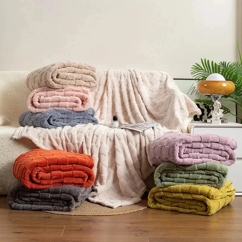 Manta de terciopelo cálida y gruesa suave, manta de Jacquard a la moda para sofá cama, manta de franela cómoda y esponjosa