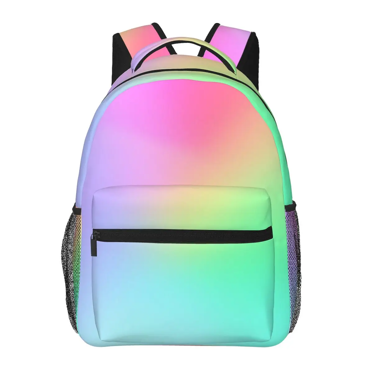 Pastel Glow Rainbow Gradient Student Backpack School Bag Hiking Travel Daypack for Boys Girls Fashion Bookbag Shoulder Bags