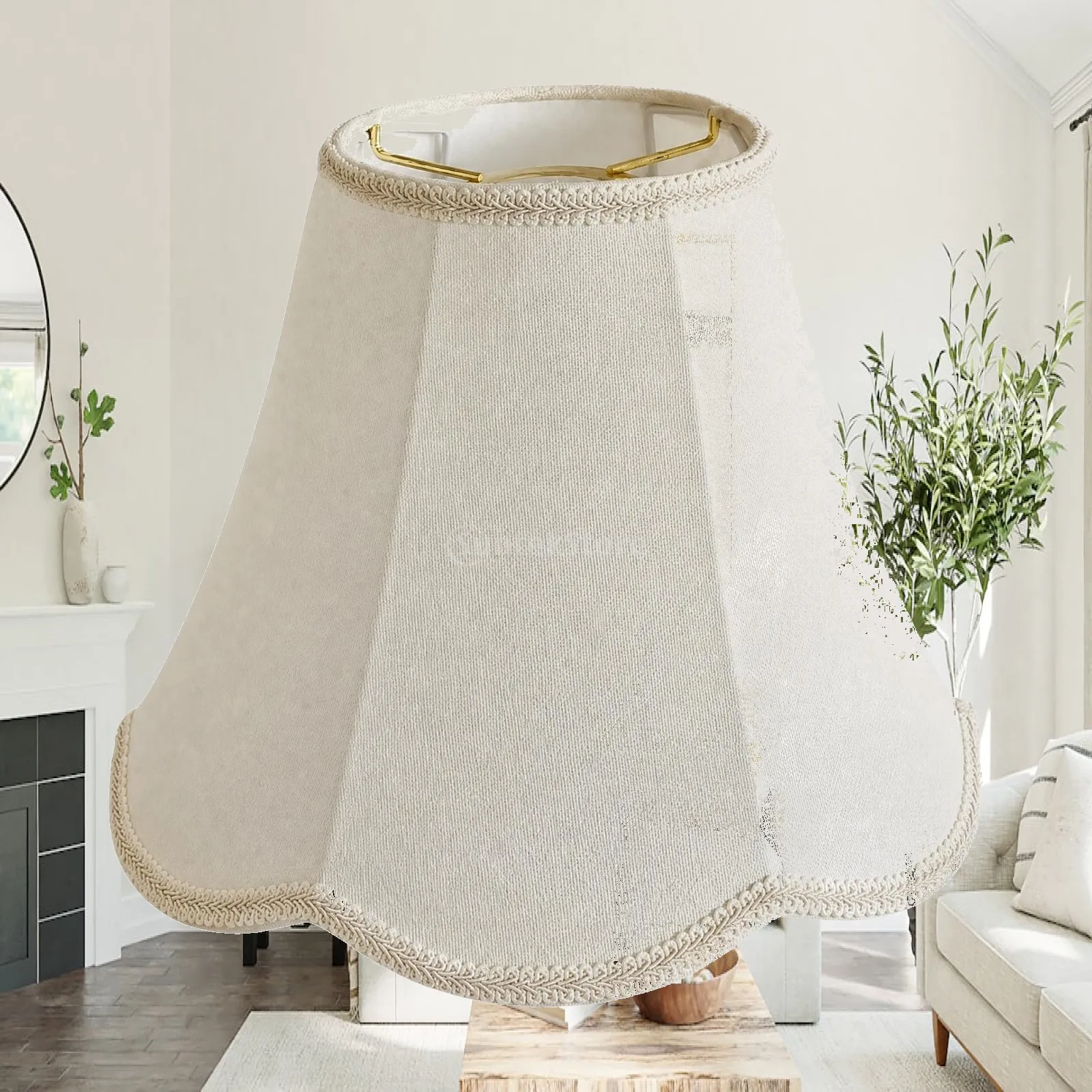 Woven Linen Lampshade for Table Lamp Foldable Metal Frame Shade Diffuser Soft Glow Bedside Decor