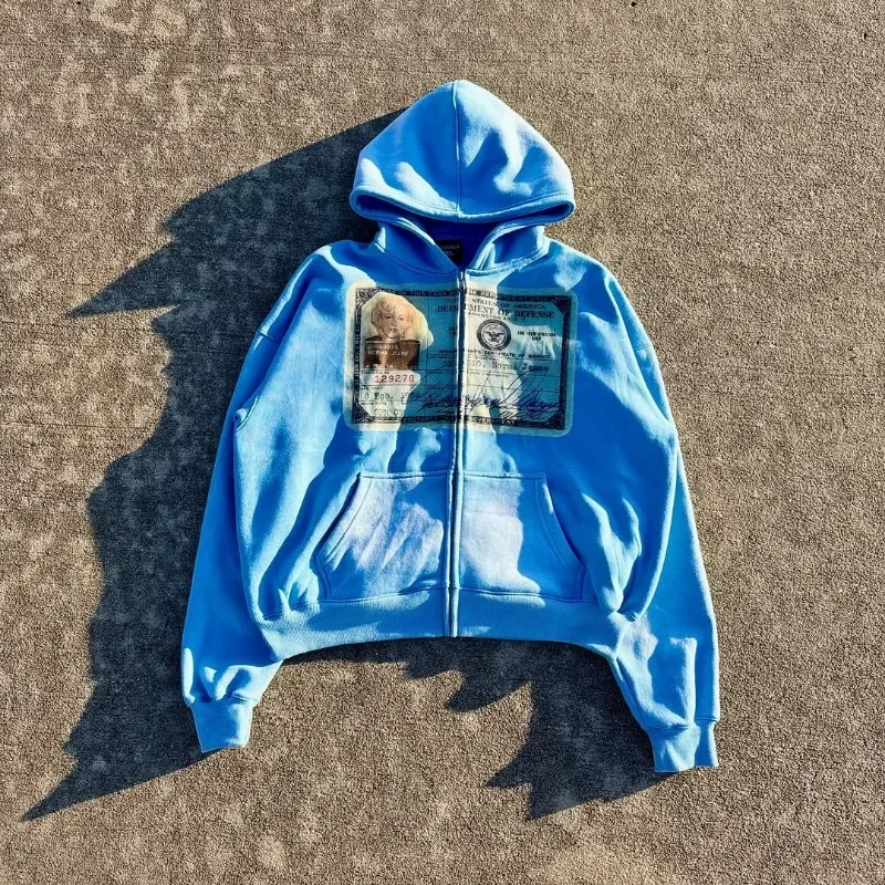 

Y2k hip hop Harajuku Goth new printed zipper hoodie men retro trend streetwear coat Fashion casual couple oversized sweatshirt
