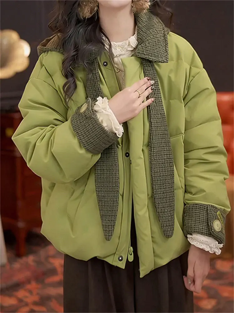 

Faionable Hooded Cotton Jaet Women's Warmth Outerwear Casual Sli Spring 2026 Commute Sle Loose Fit Long Sve