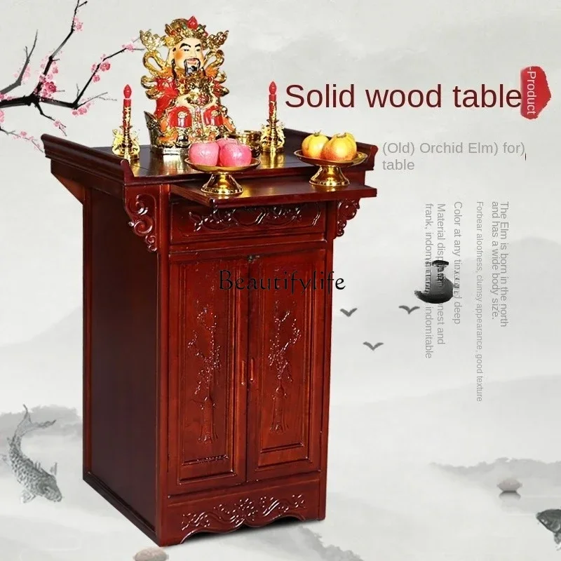 

yj32 Tempio buddista del padrone di casa tavolo economico per uso domestico con porta tempio soggiorno Guan Gong shrine in legno