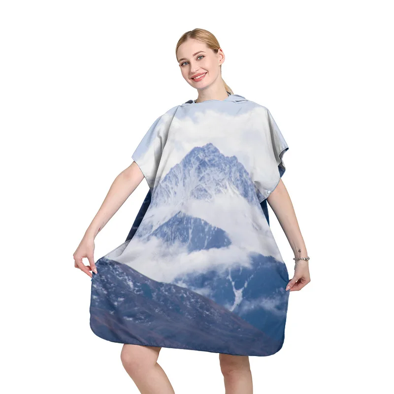 Быстросохнущая накидка, увеличенные банные полотенца для взрослых, быстросохнущие впитывающие пляжные полотенца, двусторонний бархатный плащ, быстросохнущий халат Быстросохнущая накидка, увеличенные банные полотенца для взрослых, быстросохнущие впитывающие пляжные полотенца, двусторонний бархатный плащ, быстросохнущий халат