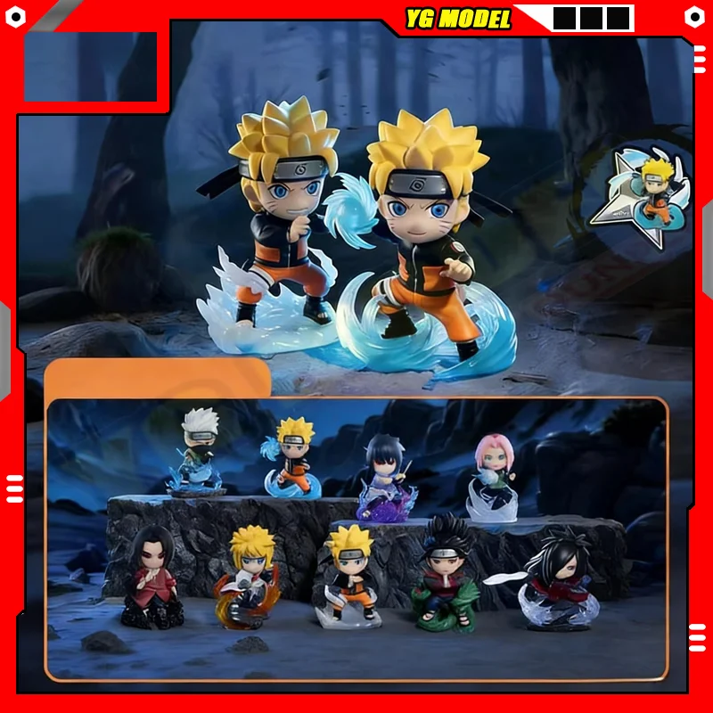

Genuine NARUTO Action Figure Naruto SasukeKakashi Q-version Doll Themed Cute Tabletop Decoration Ultimate Battle Series Original
