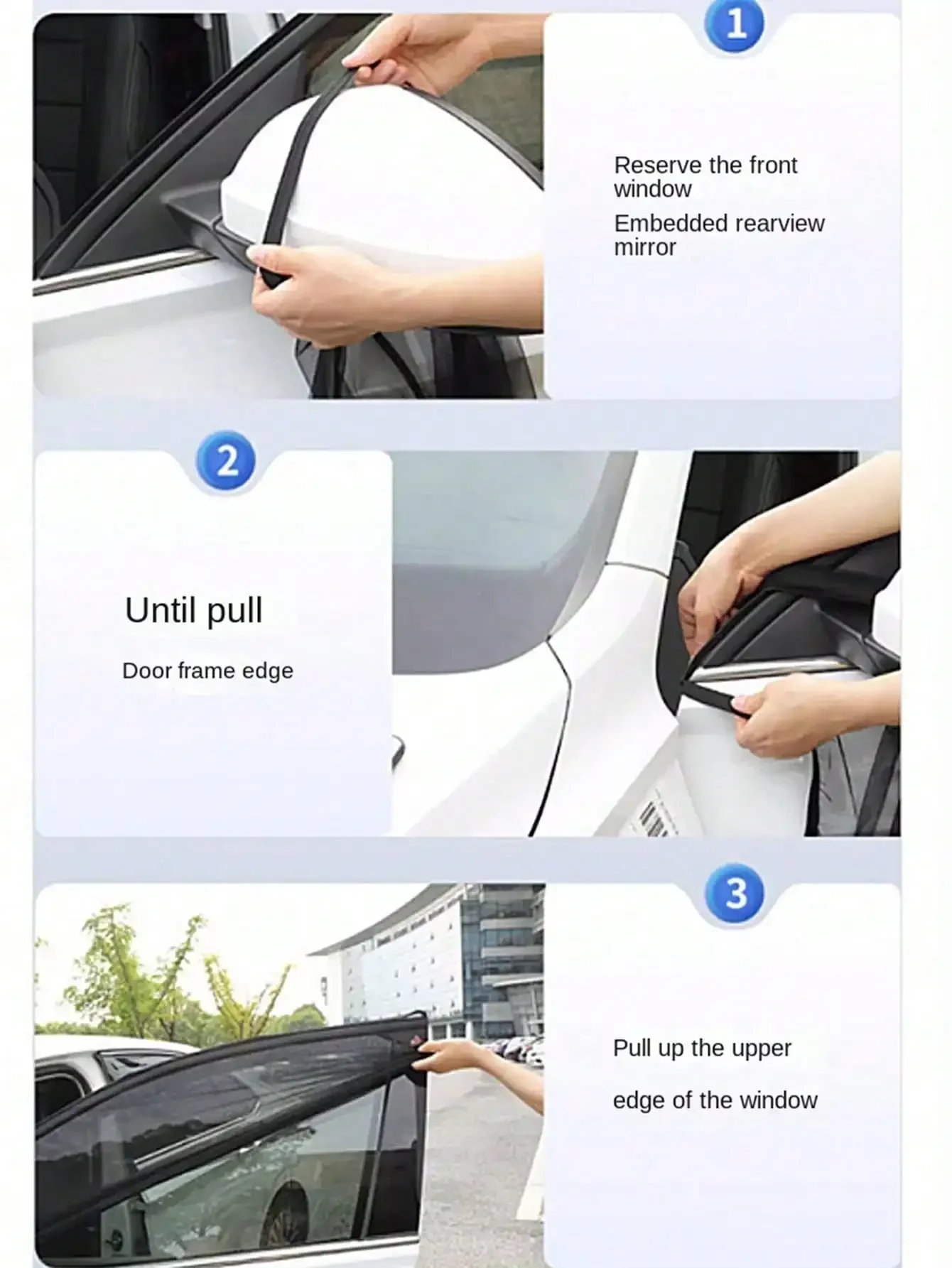 KKJOY 4-teiliger Atmungsaktiver Netz-Seitenfensterschutz UV- & Insektenresistentes Universelles Moskitonetz für Autofenster – Detail 9
