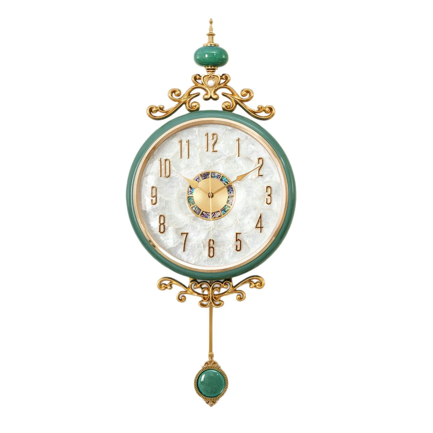 Ceramic shell light luxury clock creative decoration modern simple wall clock home living room European silent clock