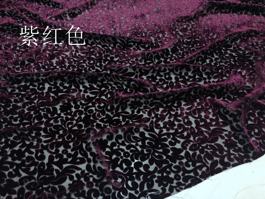 

High Quality Real Silk Velvet Clothing Fabric 6 Colors Non-Inverted Hollow out Designer for Cheongsam Qipao Dress