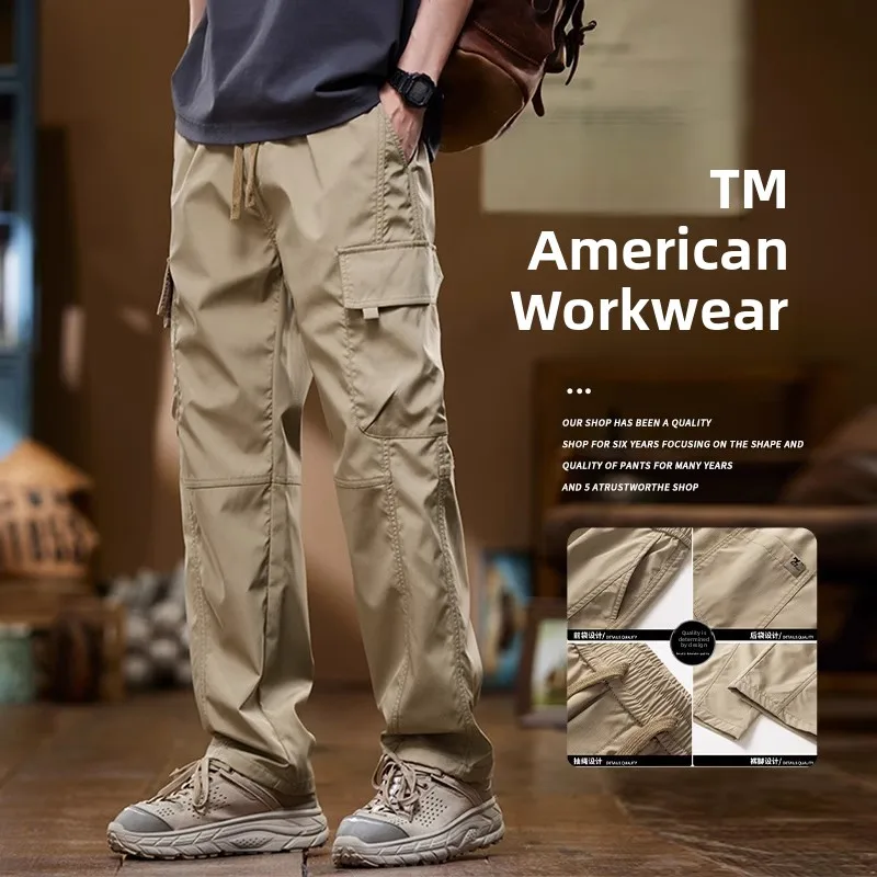 

Spring Autumn Versatile Loose Men's Workwear Pants High Street Sle Durable Straight Leg Casual Trousers for Men