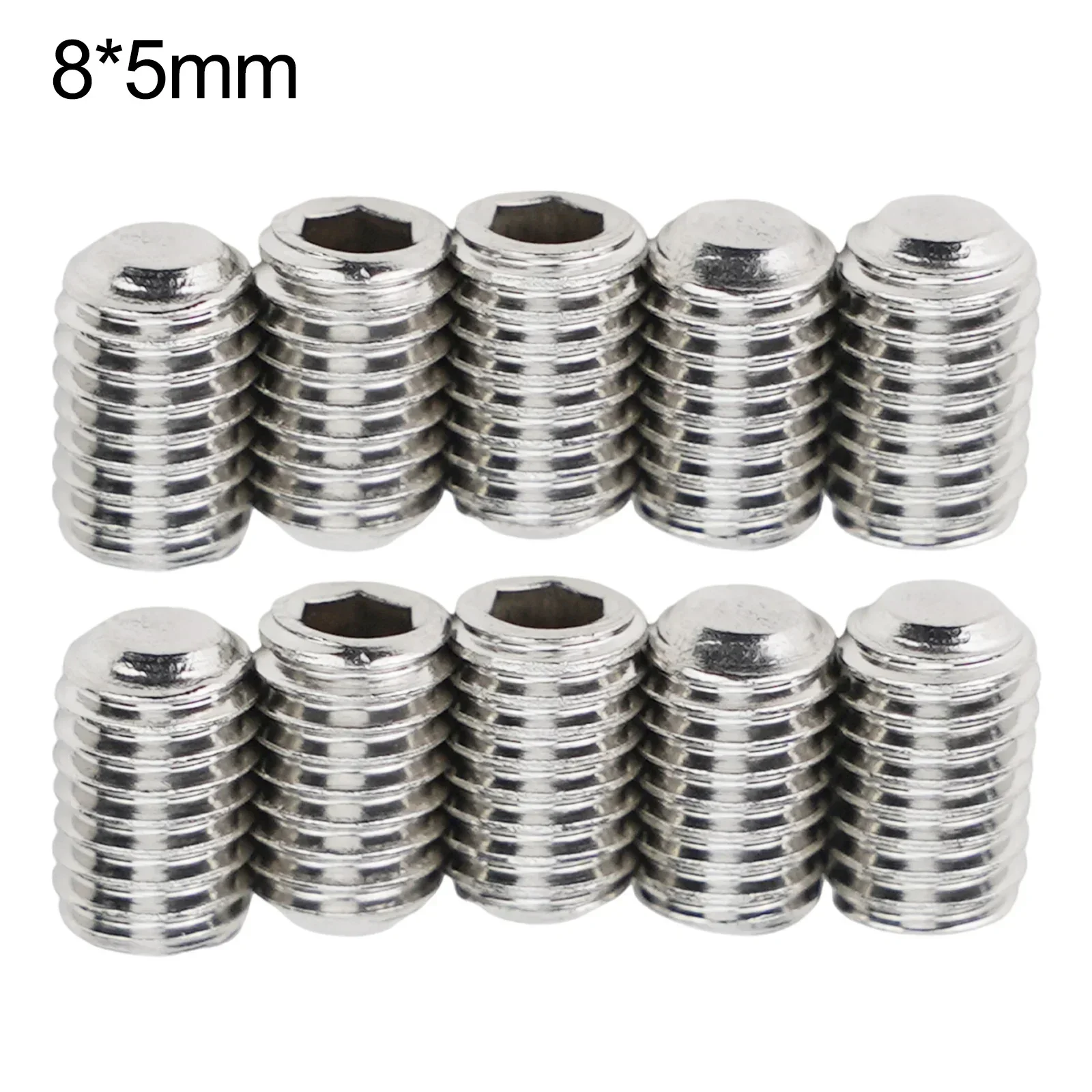 

M5 Grub Screws 10 Pieces Accessories 0.8cm/0.3inch Heigth Fin Plug Screws High Quality Silver Brand New Hot Sale