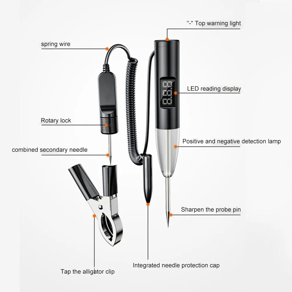 Car Trunk Voltage Circuit Tester Pen LED Digital Display Power Probe Voltage Detector Tester Lamp Detector Diagnostic Test Tools