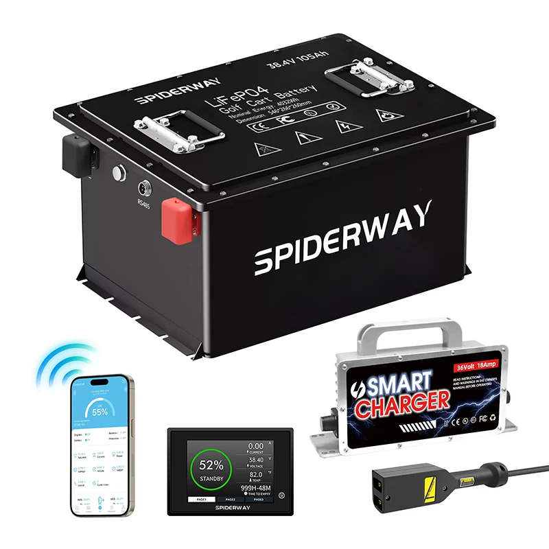 36V 105Ah LiFePO4 Lithium Battery + 36V 25A Fast Charger for EZGO TXT Medalist Golf Cart
