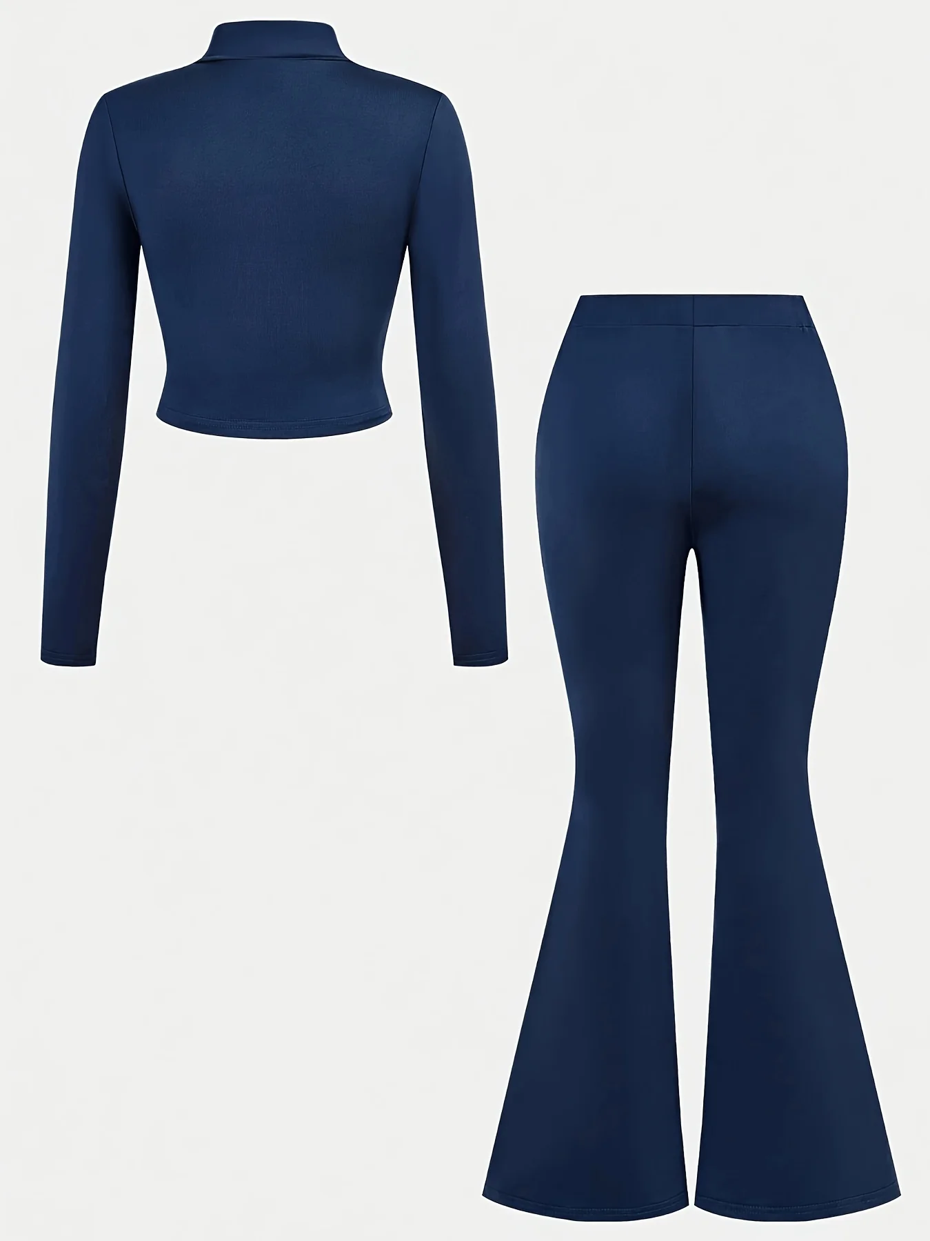 Girls' Autumn Casual Sports Suit, Long-Sleeved Top + Flared Pants Two-Piece Set, Suitable for Children Aged 7-13, Versatile Clothing for Home and Outdoor Wear, Children's Solid Color Set