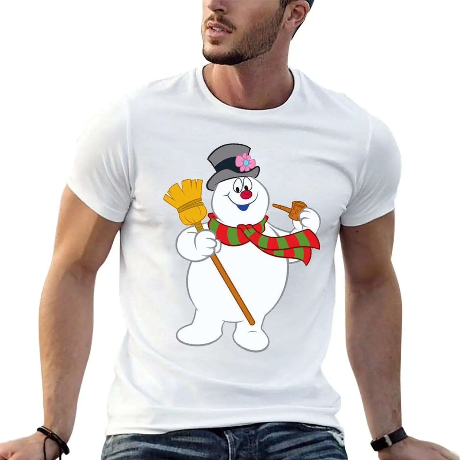 Funky Curious George Frosty The Snowman T-Shirt men t shirt cotton 100% cotton t shirt man t shirts for man cotton soft T-shirt