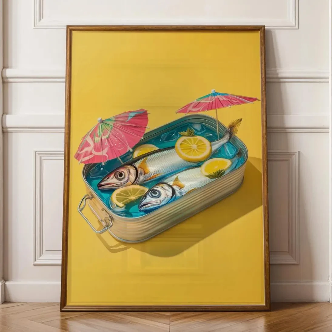 Vintage Fresh Sardine Sign Wall Art, Retro Kitchen Print Rustic Fish Olive Oil Decor, Classic Sardine Print, Retro Fish Tin Sign