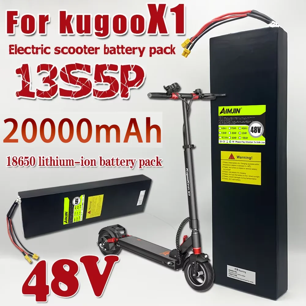 13S5P with BMS 48V 20000mAh Scooter Battery for Kugoo X1/X1 Plus 48V 20Ah Lithium Battery Pack