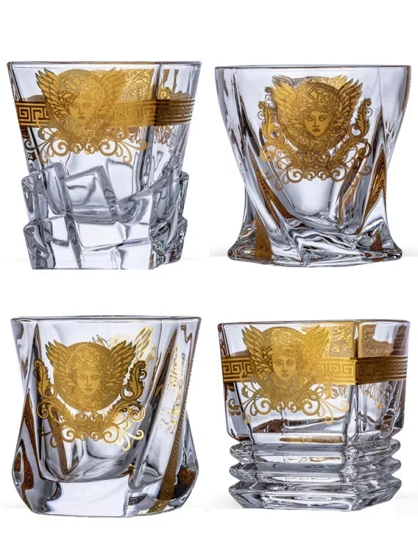 Bicchiere da whisky in cristallo creativo Medusa Gold Portrait Glass utensili da Bar in vetro multifunzionale per birra