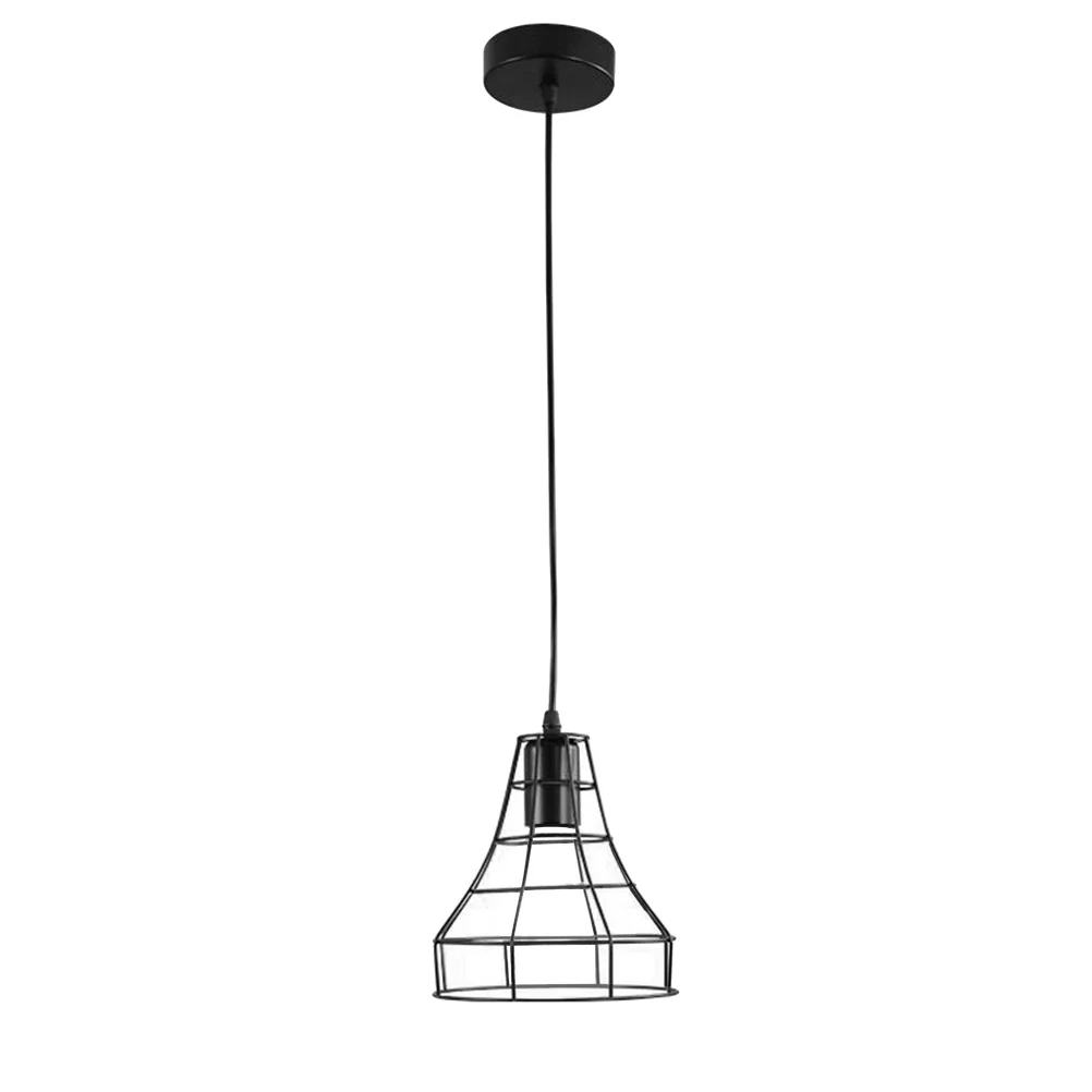 

Iron Pendant Light Vintage Small Cage Lamp Durable Hanging Single Head Chandelier for Bar Restaurant