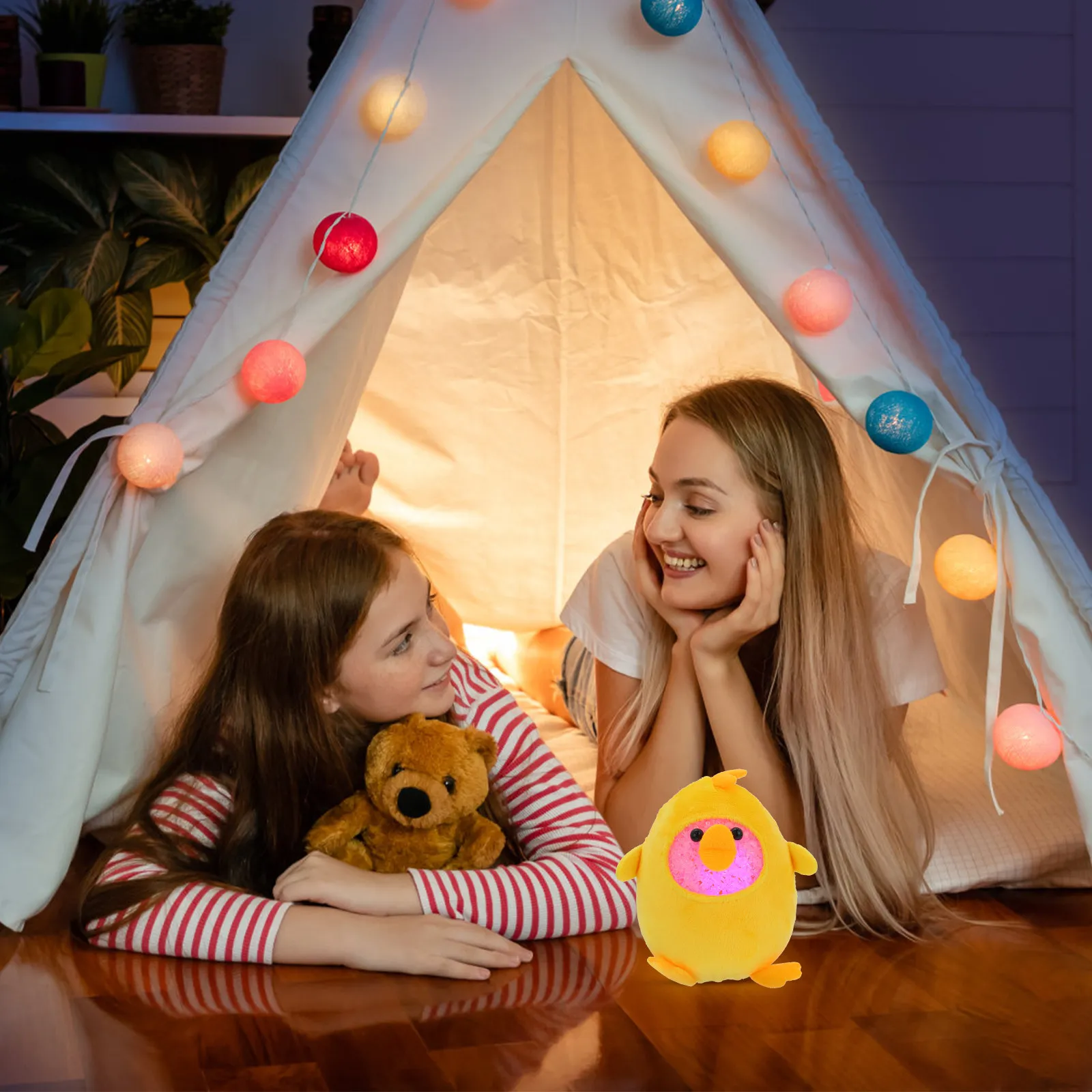 

Luminous Chick Ornament Glow in Dark Cartoon Cloth Desktop Decor for Living Room Bedroom Tabletop Home Decoration Mood Booster