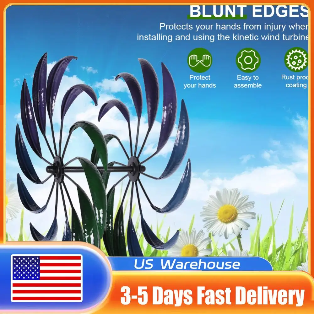 

Ветряная мельница радужных цветов, двухслойная, из железа, износостойкая, для украшения двора, аксессуар, инструмент