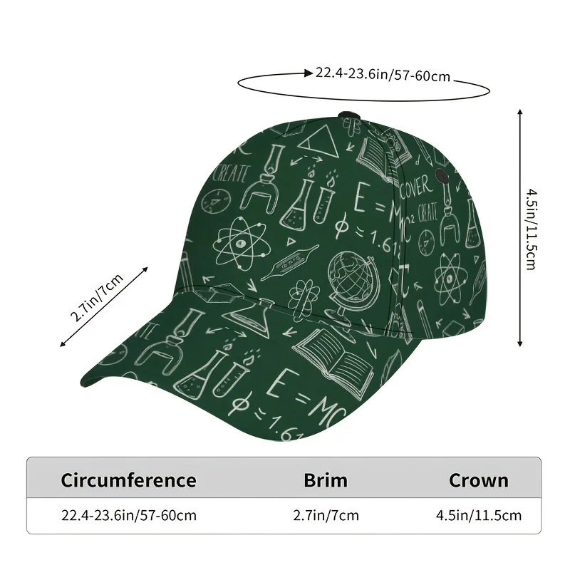 Science Themed Adjustable Snapback Baseball Cap Lightweight Duckbill Hat Suitable for Back-to Weekend Outings Daily Wear