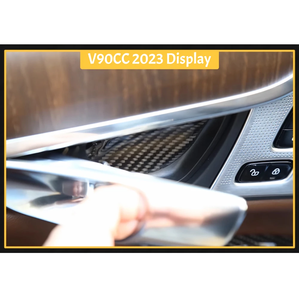 4Pcs Carbon Fiber Car Stickers For Volvo S60 V60 XC60 S90 V90CC XC90 Interior Door Bowl Decoration Sticker Accessories Parts