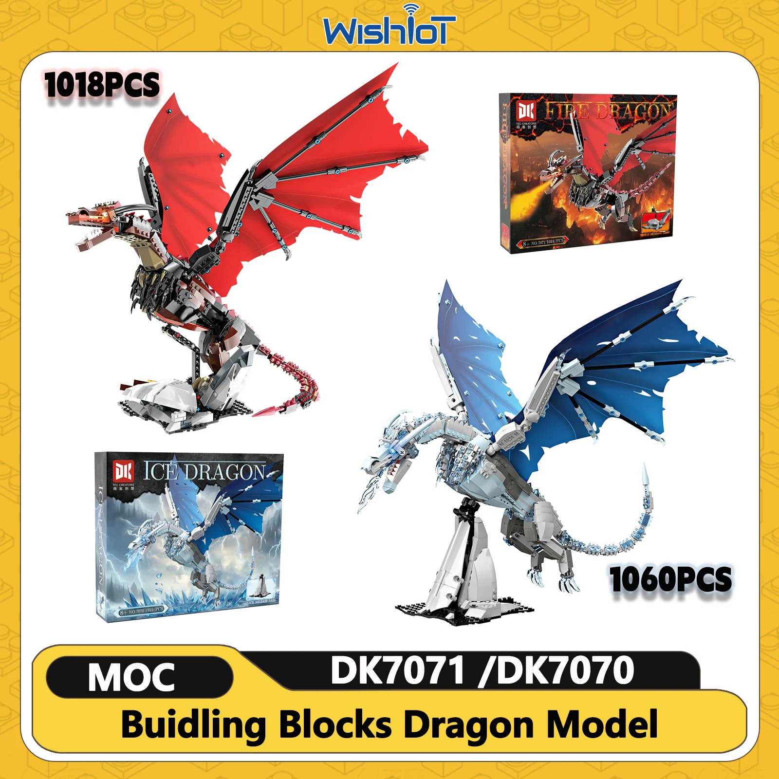 

MOC Ice/Fire Dragon Building Blocks Fantasy Movie Game Action Figures Model Bricks Assembly Toy Kids Boys Creative Birthday Gift