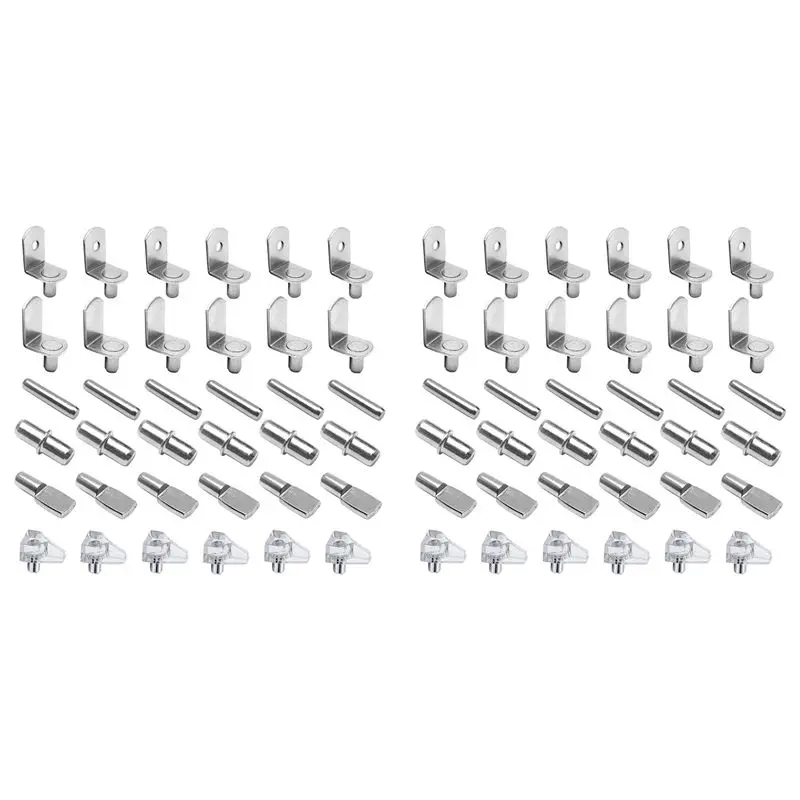 

AFOURT-144Pcs Shelf Pegs Support Kit, 6 Styles Shelf Pins, Nickel Plated Cabinet Shelf Pegs For Shelves Bookcase Bookshelf Pegs