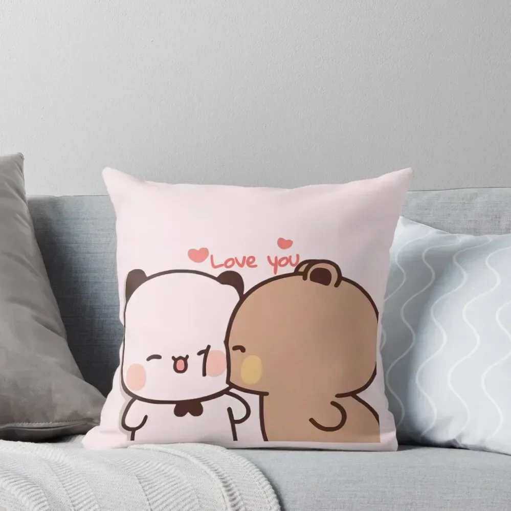 Baby Panda Bear Brownie Sugar True Love BuBu DuDu Mochi Milk peach Valentine xmas goma Couple v14 2024 Throw Pillow