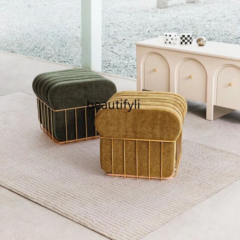 Nordic Bread Toast Stool Portable Picnic Removable and Washable Fabric Shoe Change Stool Combination Small Coffee Table