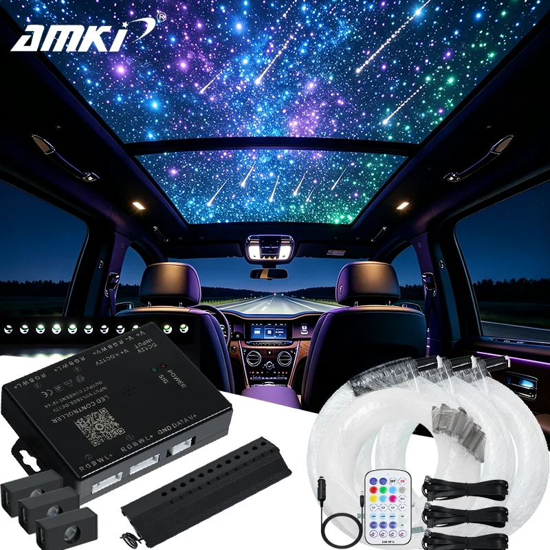 3/4/6 Split Fiber Optic Light Starry Sky Lamp APP Music Remote Control Car Roof Star Light for Car Home Use Ambient ighting
