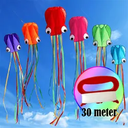 Cometa de pulpo grande 3D de 4M con línea de mango para niños, juego de verano al aire libre, Software de acrobacias profesional, cometa de playa eléctrica, juguete para niños