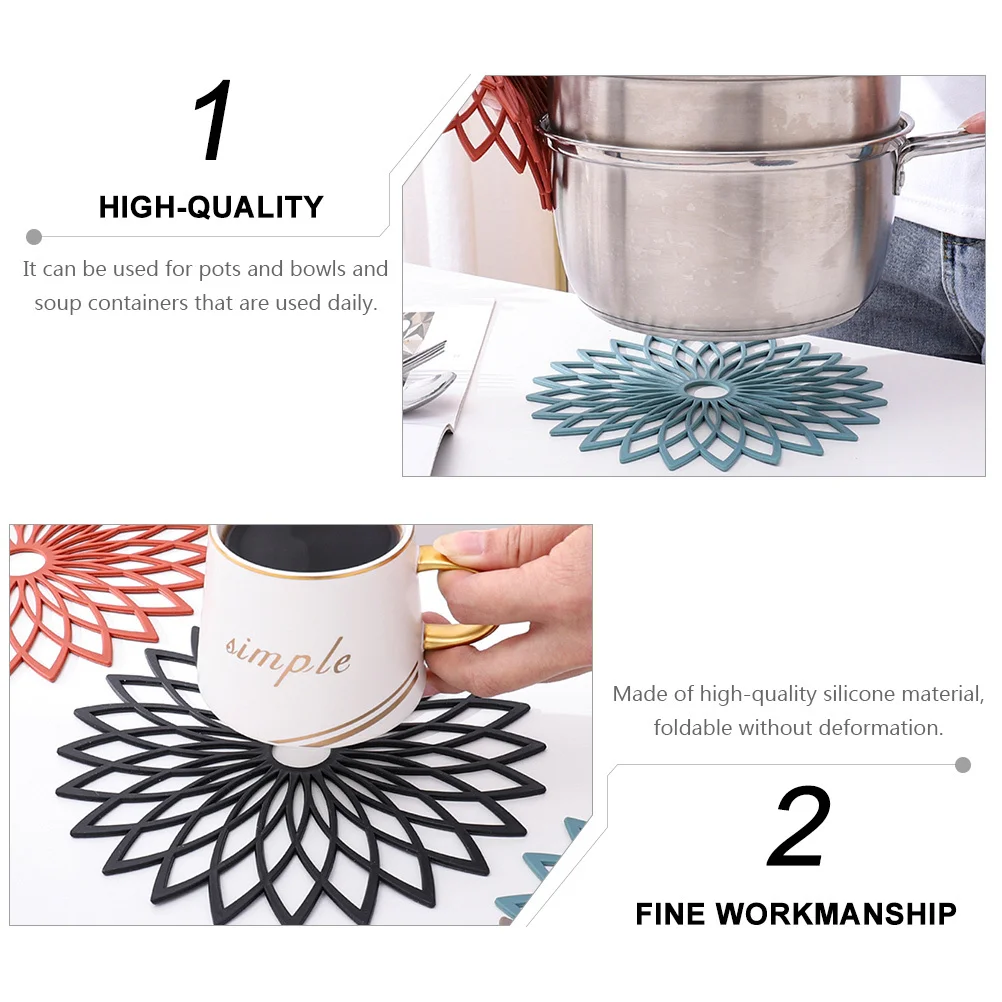 8 قطعة الوقايات سيليكون مقاومة للحرارة جوفاء للطي كأس المطبخ الحصير عدم الانزلاق وسادة ل وعاء طبق ساخن قاعدة أكواب السيليكون