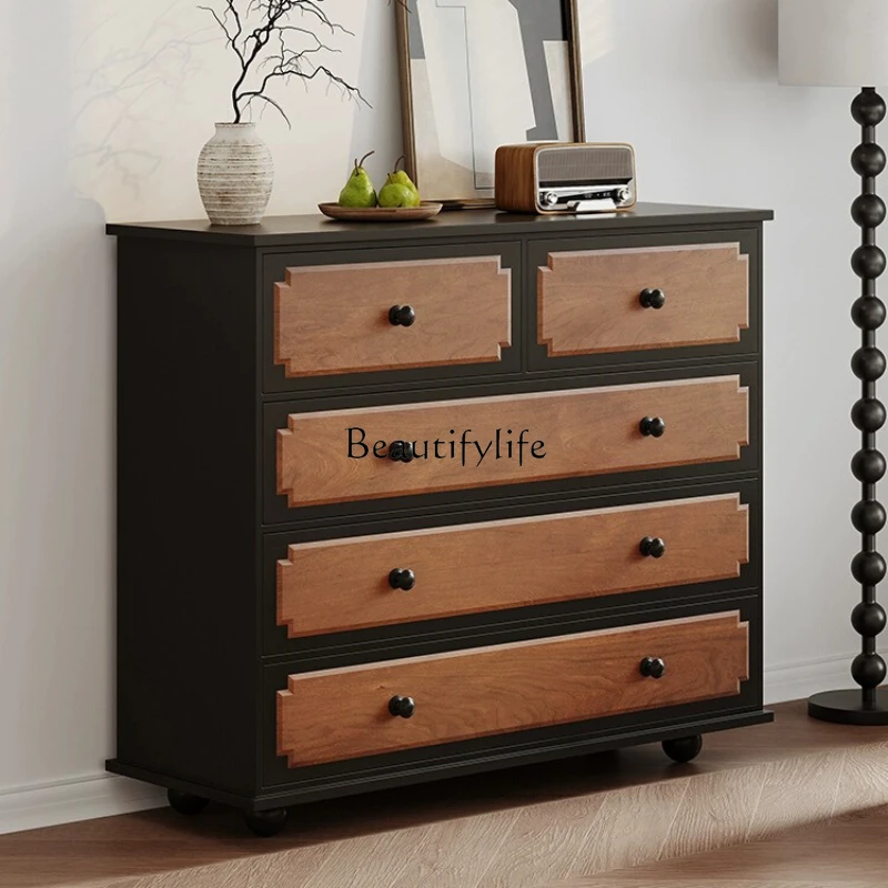 

Retro Domestic Living Room Wall Solid Wood Sideboard Middle and Ancient Storage Cabinet