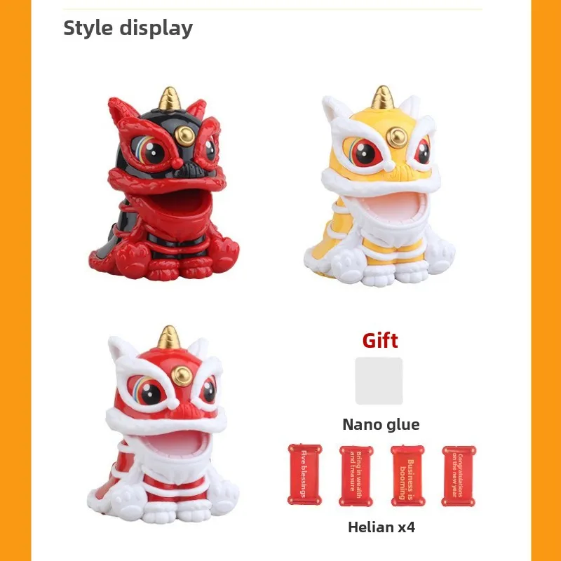 ملحقات سيارة رقص الأسد الشمسي، زخرفة الرأس المزخرفة، تميمة نعمة محظوظة لديكور لوحة قيادة السيارة