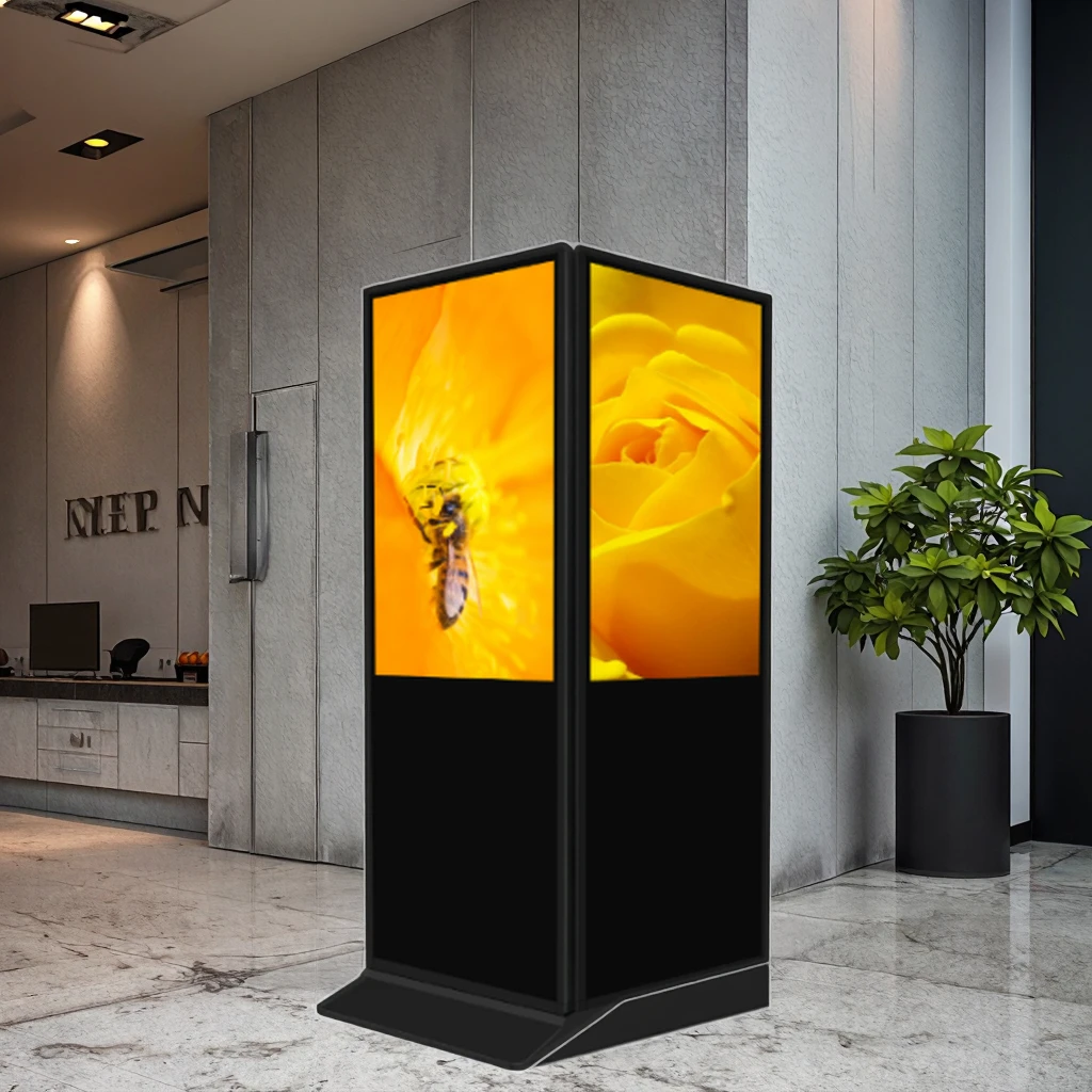 55 Inch Indoor Double Sided Digital Signage WiFi Standing Advertising Display Floor Stand for Elevator Animation Screen