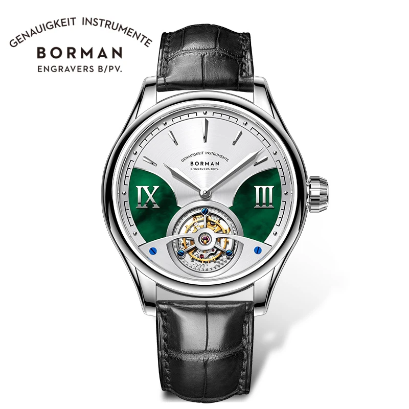 BORMAN 100% Real Flying Tourbillon Men Watches Skeleton Mechanical Wristwatches Double-Sided Sapphire Glass Waterproof Watches