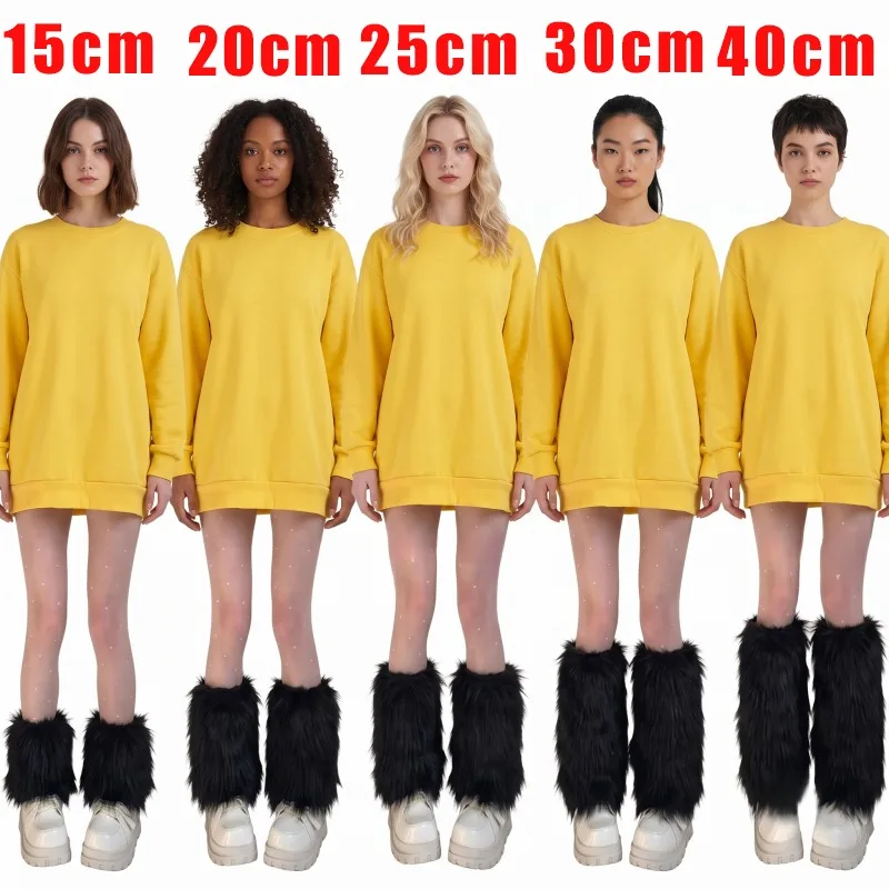 15/40cm Women Faux Fur Leg Warmers Y2K Vintage Fluffy Boot Cuffs Leg Cover Long Socks Winter Warm Fashion Streetwear Plush Socks